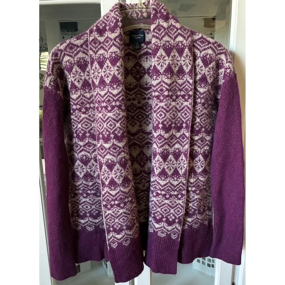 American Eagle Outfitters Sweaters - American Eagle Fair Isle Open Front Cardigan Wool Rabbit Blend Knit Sz. Medium